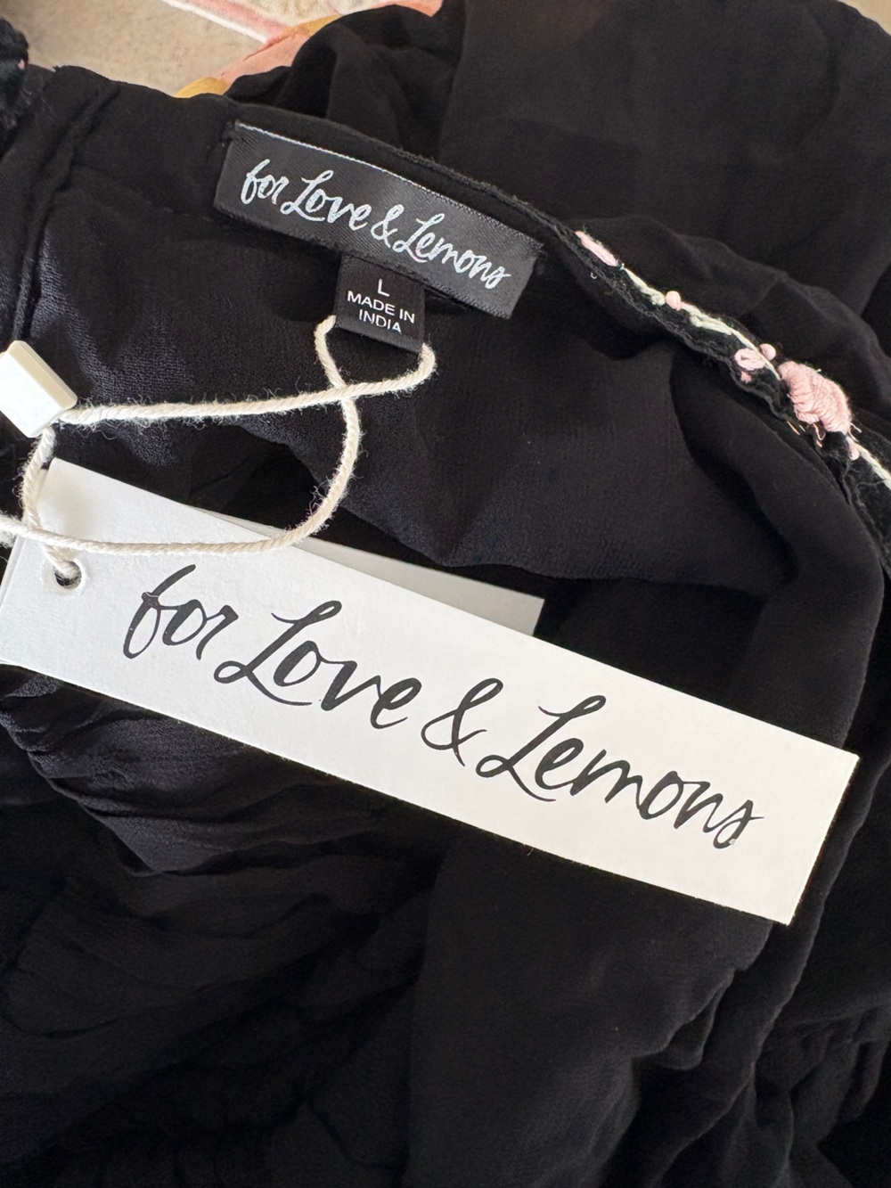 $489 NWT For Love and Lemons “Rosemarie” Maxi Dress in Black Sz Large - Picture 3 of 15